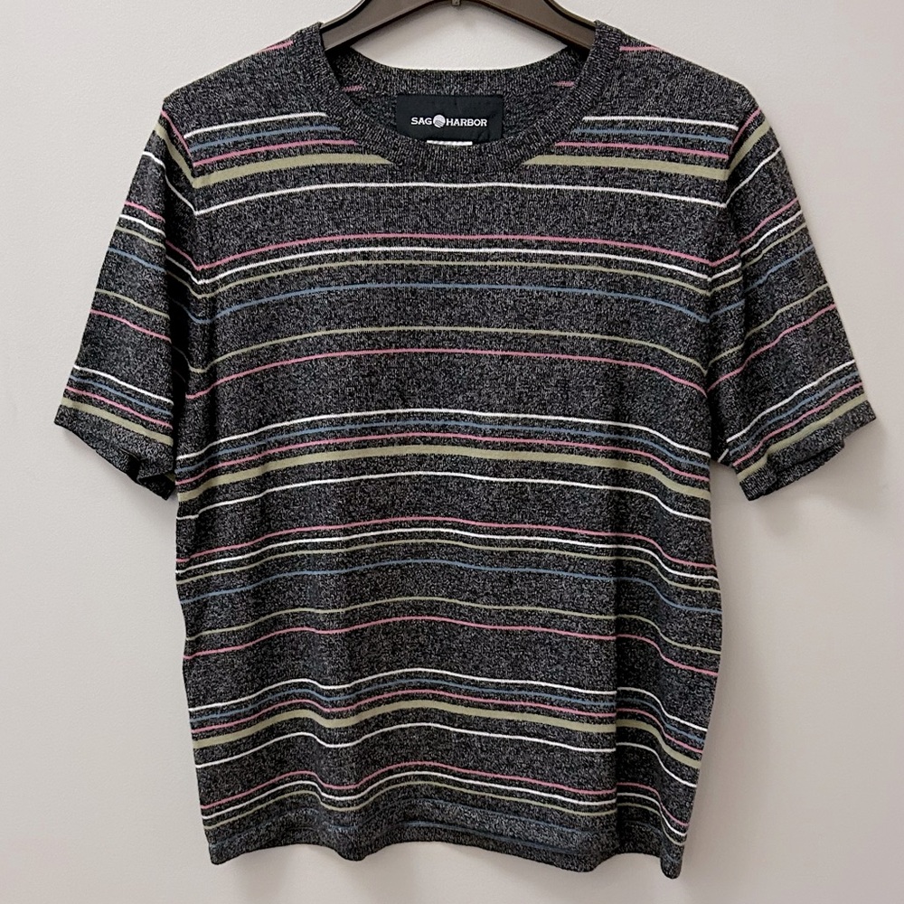 Vintage Sag Harbor Retro Striped Static Boxy Short Sleeve Tee Women’s Medium